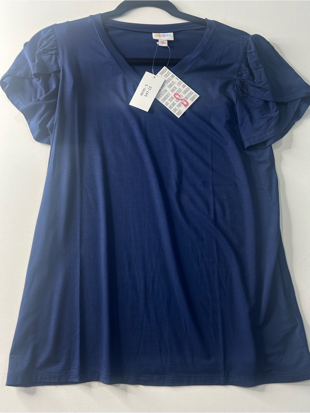 NWT Lularoe Small Remi Navy Blue V-Neck Flutter Sleeve